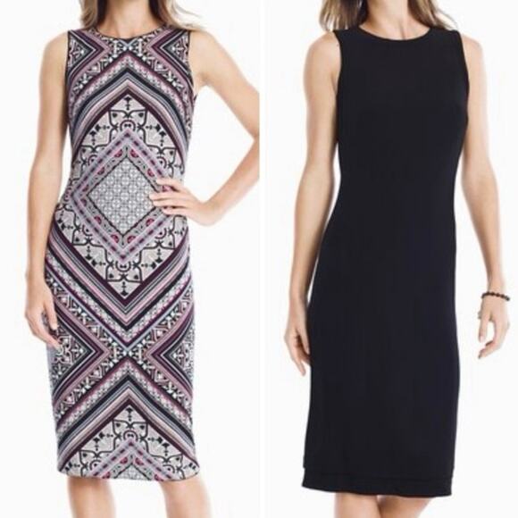 WHBM Reversible Sleeveless Midi Sheath Scarf Print Dress women's size medium - Picture 1 of 14